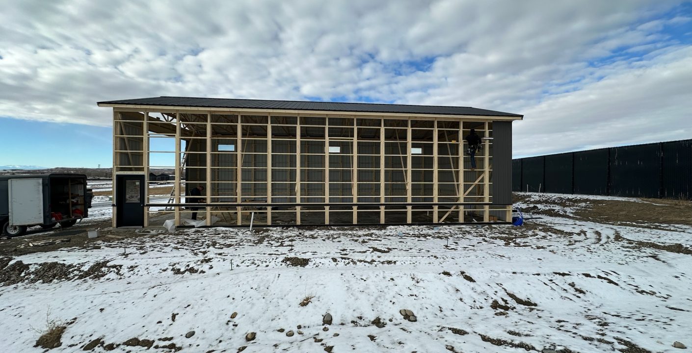 frame work of shop world unit being built