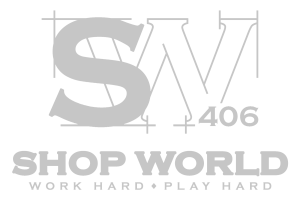 shop world 406 logo in light grey